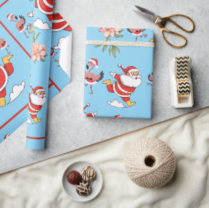 Tropisches Flamingo-Weihnachtsmann-Weihnachtsmuste Geschenkpapier