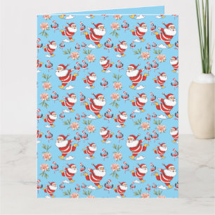 Tropisches Flamingo-Weihnachtsmann-Weihnachtsmuste Karte