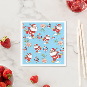 Tropisches Flamingo-Weihnachtsmann-Weihnachtsmuste Serviette