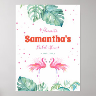 Tropisches Flamingo Willkommensparty-Schild Poster