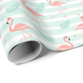 Tropisches Flamingo Wrapping Paper Geschenkpapier (Rolleneckpunkt)