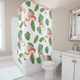 Tropisches Flamingophilodendron-Elefant-Ohr-Blatt Duschvorhang