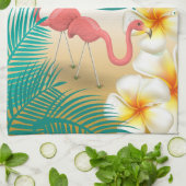 Tropisches Flamingos Beach Paradies Küchentuch (Gefaltet)