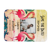 Tropisches Flamingos-Foto Hochzeit speichern Sie d Magnet (Horizontal)