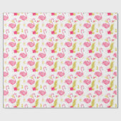 Tropisches Flamingos Wrapping Paper Geschenkpapier (Flach)