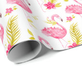 Tropisches Flamingos Wrapping Paper Geschenkpapier (Rolleneckpunkt)