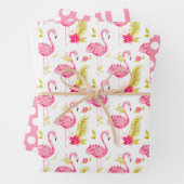 Tropisches Flamingos Wrapping Paper Set 3 Geschenkpapier Set (Beispiel)