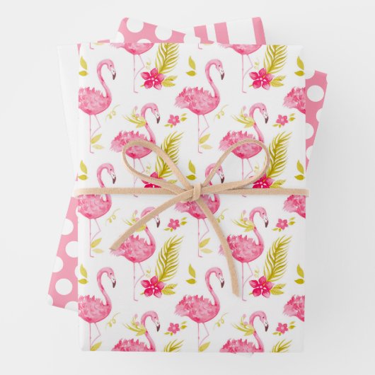 Tropisches Flamingos Wrapping Paper Set 3 Geschenkpapier Set (Beispiel)