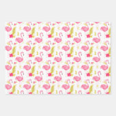 Tropisches Flamingos Wrapping Paper Set 3 Geschenkpapier Set (Vorderseite)