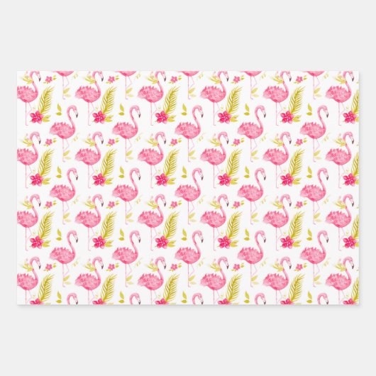 Tropisches Flamingos Wrapping Paper Set 3 Geschenkpapier Set (Vorderseite)