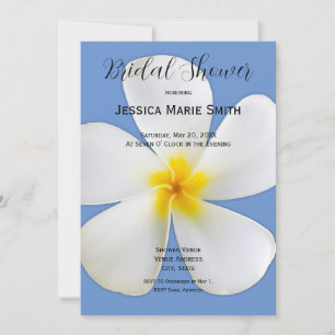 Tropisches Flor, weiße Plumeria auf blau, Bridal Einladung