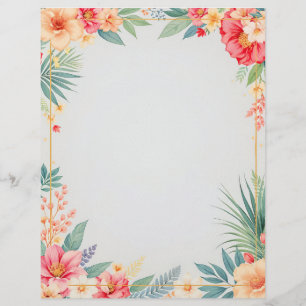 Tropisches Floral auf blauem Briefpapier