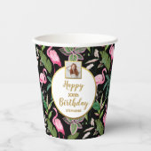 Tropisches Floral Luau, Flamingos, Foto zum Geburt Pappbecher (Vorderseite)