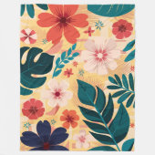 Tropisches Floral mit fetten Blätter und Blume Fleecedecke (Vorderseite)