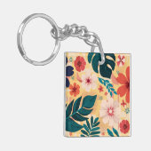 Tropisches Floral mit fetten Blätter und Blume Schlüsselanhänger (Vorderseite links)