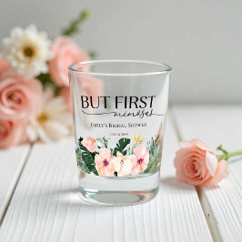 Tropisches, florales, aber erstes Mimosas-Brautpar Schnapsglas