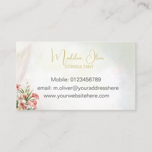 Tropisches florales Botanisches Elegantes Design Visitenkarte (Rückseite)