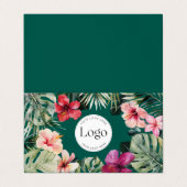 Tropisches Florales Botanisches Logo QR Code Gefal Visitenkarten (Außenseite Aufgefaltet)