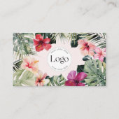 Tropisches Florales Botanisches Logo QR-Code Visitenkarte (Vorderseite)