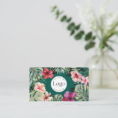 Tropisches Florales Botanisches Logo QR-Code Visitenkarte (Stehend Vorderseite)