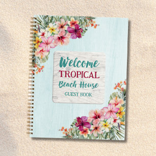 Tropisches Florales Botanisches Strandhaus-Gästebu Notizblock