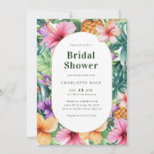 Tropisches, florales Brautparty Einladung (Vorderseite)