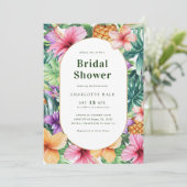 Tropisches, florales Brautparty Einladung (Stehend Vorderseite)
