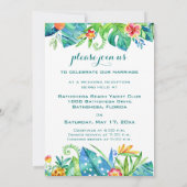 Tropisches florales Elegant Wir Got Verheirateten Einladung (Rückseite)