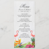 Tropisches florales Flamingo Ananas Hochzeitsmenü Menükarte (Vorderseite)