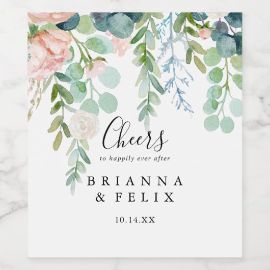 Tropisches florales Gezwitscher beim Hochzeitsfeie Weinetikett (Einzelnes Label)