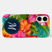 Tropisches Florales Hibiskus Monogramm Case-Mate iPhone Hülle (Rückseite (Horizontal))