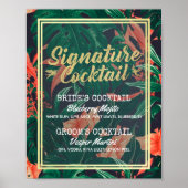 Tropisches florales Menü für Hochzeiten Poster (Vorne)