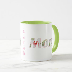 Tropisches florales Monogramm zweifarbig für Mama Tasse