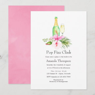Tropisches Florales Strand Pop Fizz Clink Brautpar Einladung