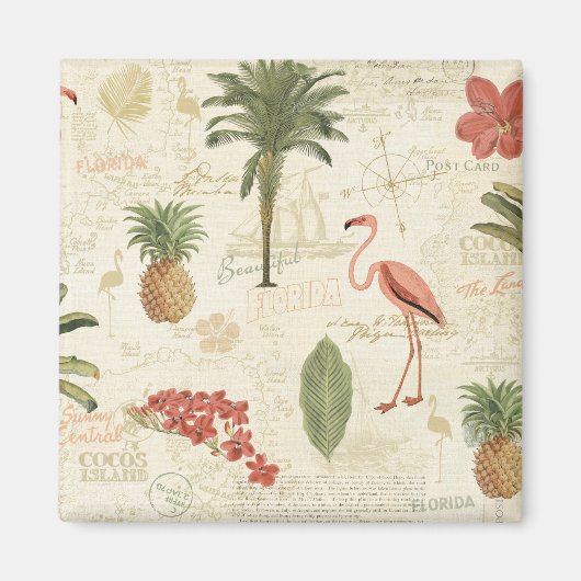 tropisches floridisches Muster Magnet (Vorne)