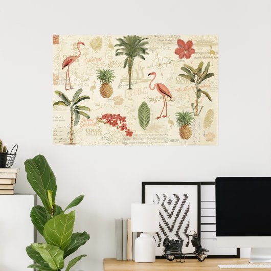 tropisches floridisches Muster Poster (Heimbüro)