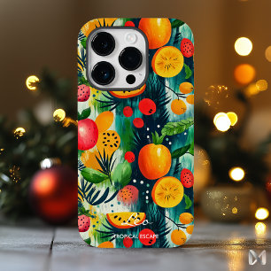 Tropisches Flucht-Frucht-Design mit Orange und Grü iPhone 14 Pro Hülle