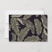 Tropisches Foliage Grün Schwarzes Script RSVP Karte (Rückseite)