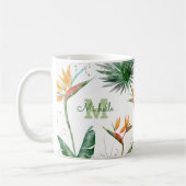 Tropisches Foliage Palm Floral Monogram Script Kaffeetasse (Links)