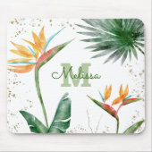 Tropisches Foliage Palm Floral Monogram Script Mousepad (Vorne)