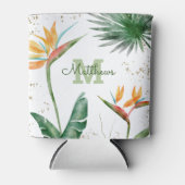 Tropisches Foliage Palm Monogram Script Gold Dosenkühler (Vorderseite)