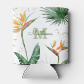 Tropisches Foliage Palm Monogram Script Gold Dosenkühler (Rückseite)