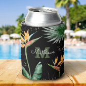 Tropisches Foliage Palm Monogram Script Gold Dosenkühler