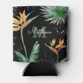 Tropisches Foliage Palm Monogram Script Gold Dosenkühler (Vorderseite)