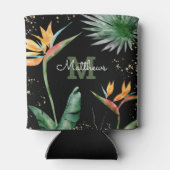 Tropisches Foliage Palm Monogram Script Gold Dosenkühler (Rückseite)