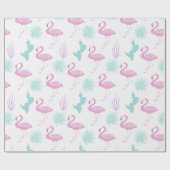Tropisches Foliage Pink Flamingo Wrapping Paper Geschenkpapier (Flach)