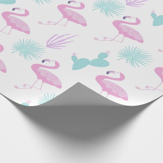 Tropisches Foliage Pink Flamingo Wrapping Paper Geschenkpapier (Ecke)