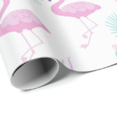 Tropisches Foliage Pink Flamingo Wrapping Paper Geschenkpapier (Rolleneckpunkt)
