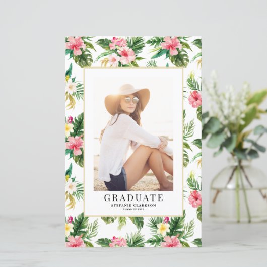 Tropisches Foto Abschluss Wasserfarbe Einladung (Stehend Vorderseite)