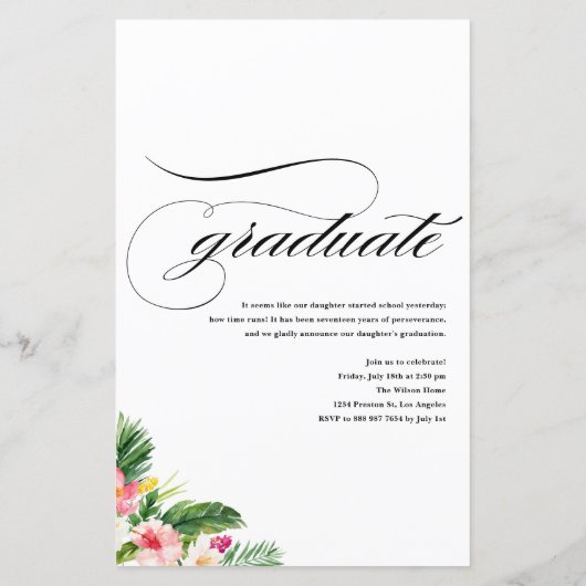 Tropisches Foto Abschluss Wasserfarbe Einladung (Rückseite)